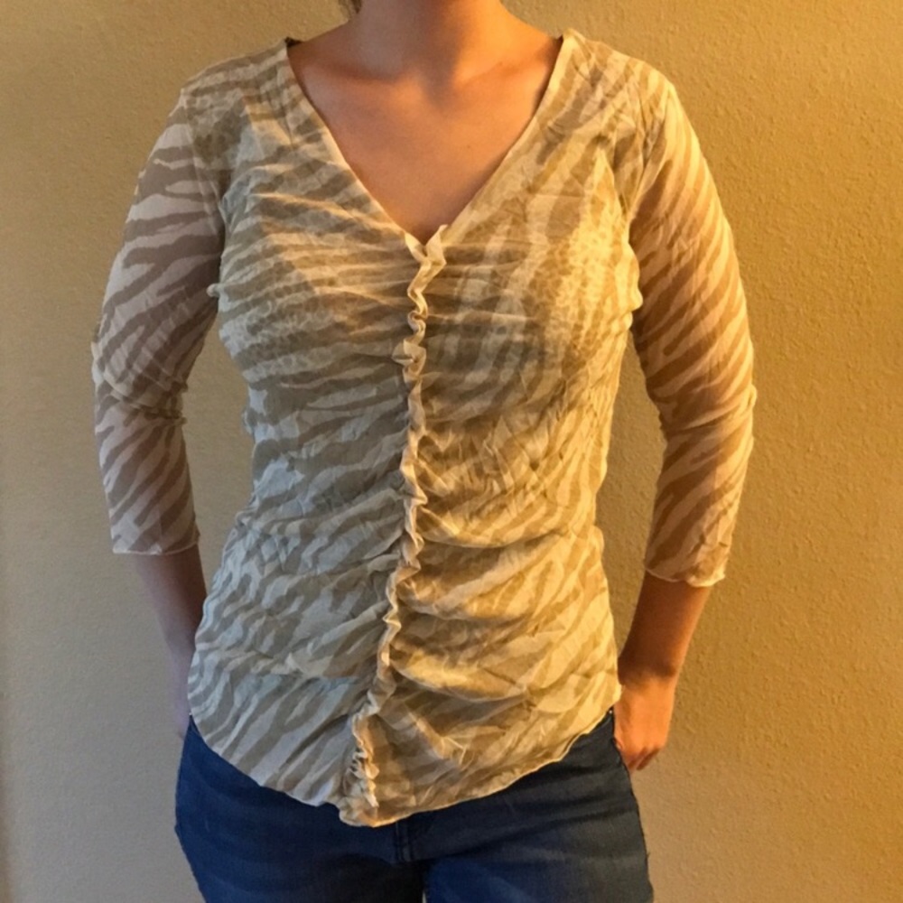 Beige Zebra & Cheetah Print Top